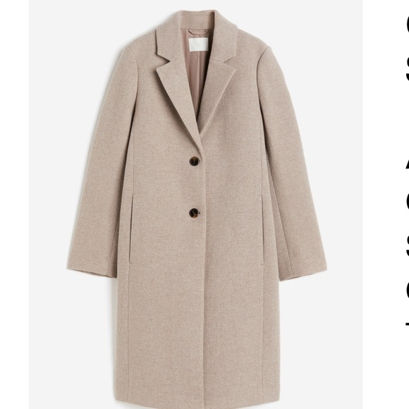 H&M single breasted twill beige/grey coat - Picture 2 of 7